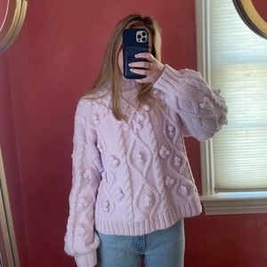 Zara Knit Pom Pom Sweater Pink